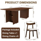 GDFStudio Camden Set da Pranzo 7 Pezzi con Base Contenitore e Sedie in Ecopelle