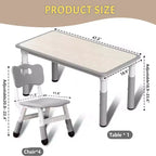 Set Tavolo e Sedie per Bambini, Tavolo da Disegno e Artigianato per Bambini Regolabile in Altezza con 6 Sedie per Età 2-10 Anni, Max 136 kg, Tavolo Attività per Bambini per Aula, Casa