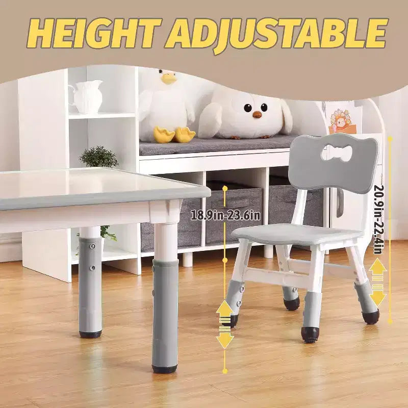 Set Tavolo e Sedie per Bambini, Tavolo da Disegno e Artigianato per Bambini Regolabile in Altezza con 6 Sedie per Età 2-10 Anni, Max 136 kg, Tavolo Attività per Bambini per Aula, Casa