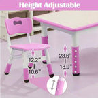 Set Tavolo e Sedie per Bambini, Tavolo da Disegno e Artigianato per Bambini Regolabile in Altezza con 6 Sedie per Età 2-10 Anni, Max 136 kg, Tavolo Attività per Bambini per Aula, Casa