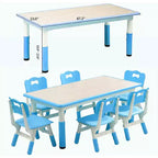 Set Tavolo e Sedie per Bambini, Tavolo da Disegno e Artigianato per Bambini Regolabile in Altezza con 6 Sedie per Età 2-10 Anni, Max 136 kg, Tavolo Attività per Bambini per Aula, Casa