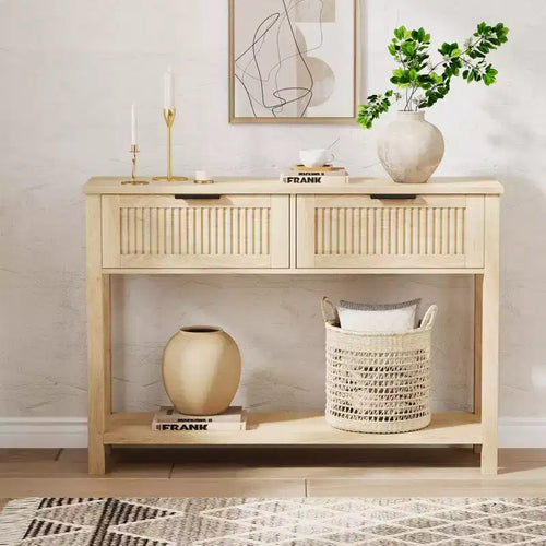 43 Farmhouse Entryway Console Table with 2 Drawers & 2 Tiers,Sofa Table for Living Room, Foyer Storage