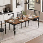 Tavolo da pranzo in legno massiccio da 7 pollici, gambe robuste, 6-8 posti, tavolo rettangolare ideale per cucina, sala da pranzo