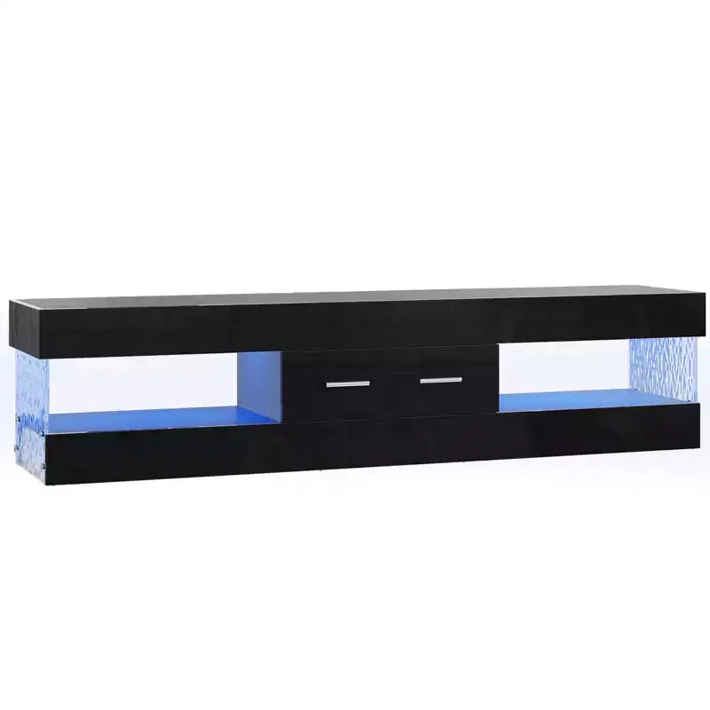 Bestier Mobile TV da gaming da 67 pollici per TV fino a 75 pollici, mobile TV LED lucido con cassetto portaoggetti e ripiani aperti