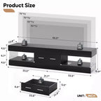 Bestier Mobile TV da gaming da 67 pollici per TV fino a 75 pollici, mobile TV LED lucido con cassetto portaoggetti e ripiani aperti