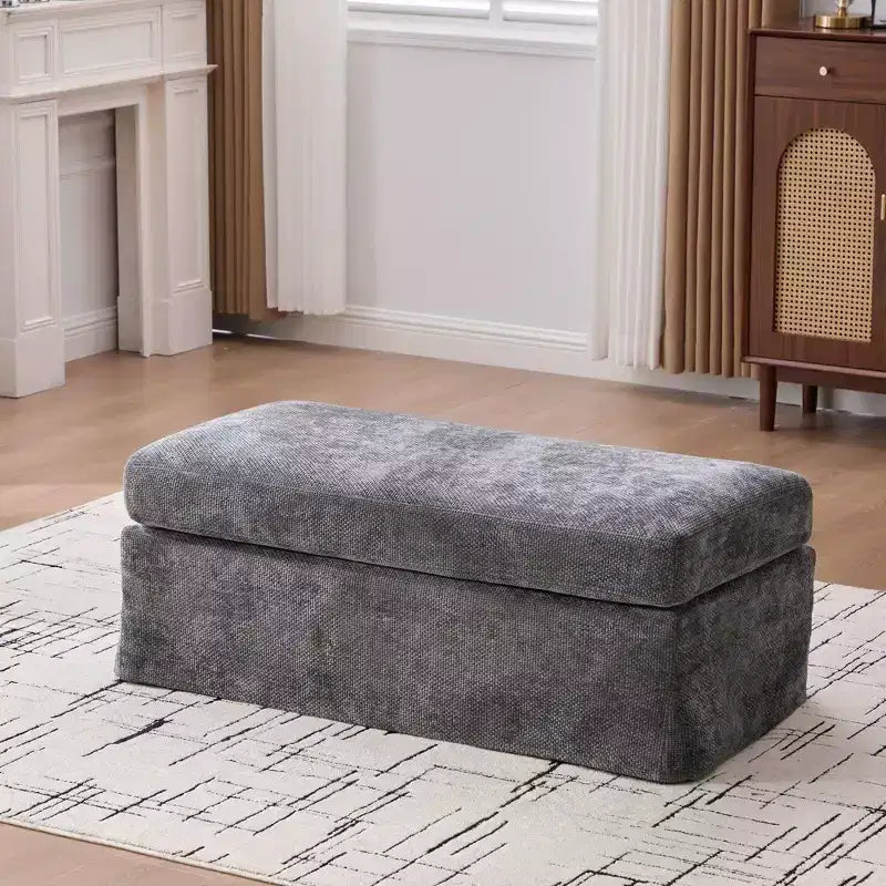 TUYOHW 46 Panchina moderna ottomana con panca imbottita in ciniglia per ingresso con robuste gambe in metallo, panca da fondo letto per soggiorno, ingresso