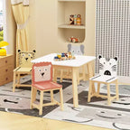 Set Tavolo e 4 Sedie per Bambini, Tavolo in Legno con 4 Sedie, Animali del Fumetto (tavolo più grande) (3-8 anni)