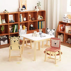Set Tavolo e 4 Sedie per Bambini, Tavolo in Legno con 4 Sedie, Animali del Fumetto (tavolo più grande) (3-8 anni)