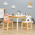 Set Tavolo e 4 Sedie per Bambini, Tavolo in Legno con 4 Sedie, Animali del Fumetto (tavolo più grande) (3-8 anni)