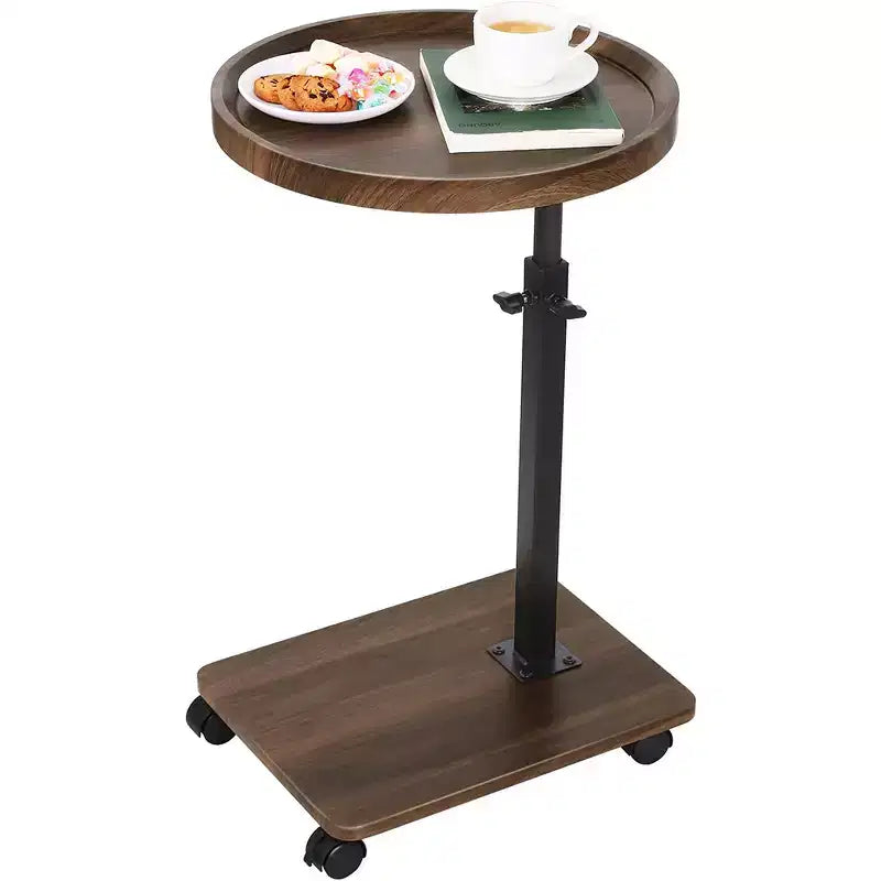 Tavolino da Divano Girevole a 360° per Bracciolo - Tavolino a C con Slot per Telefono e Tablet, Tavolino per TV, Vassoio Laterale per Salotto e Camera da Letto