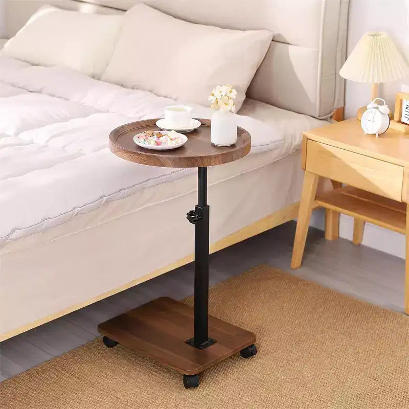 Tavolino da Divano Girevole a 360° per Bracciolo - Tavolino a C con Slot per Telefono e Tablet, Tavolino per TV, Vassoio Laterale per Salotto e Camera da Letto