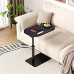 Tavolino da Divano Girevole a 360° per Bracciolo - Tavolino a C con Slot per Telefono e Tablet, Tavolino per TV, Vassoio Laterale per Salotto e Camera da Letto