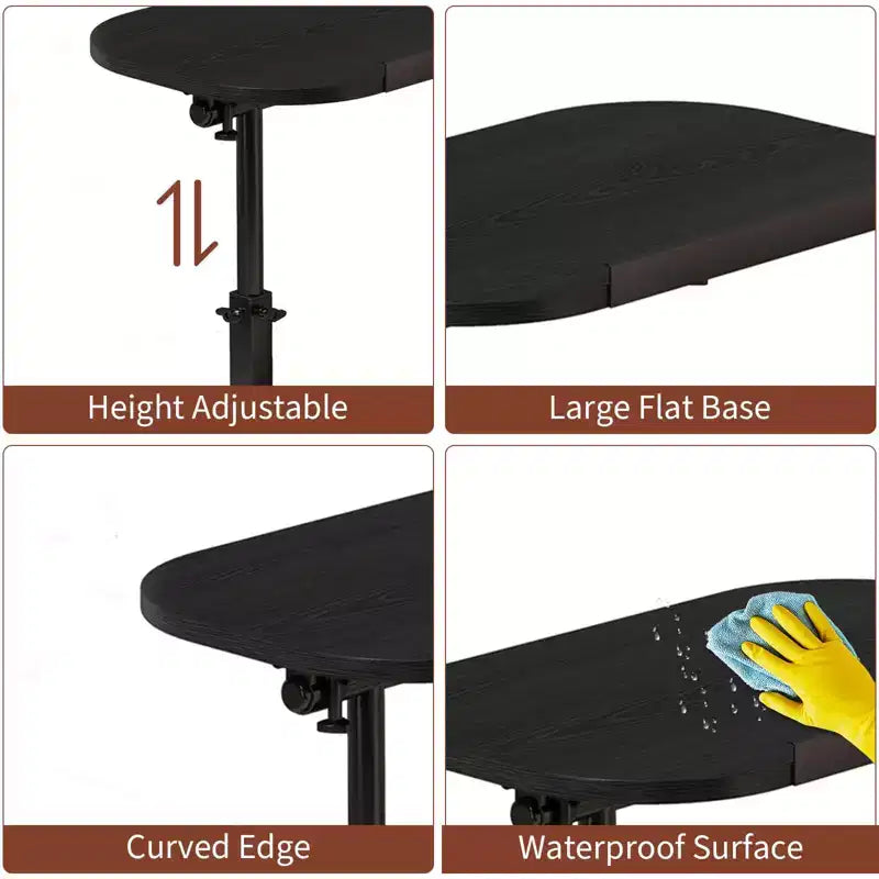 Tavolino da Divano Girevole a 360° per Bracciolo - Tavolino a C con Slot per Telefono e Tablet, Tavolino per TV, Vassoio Laterale per Salotto e Camera da Letto