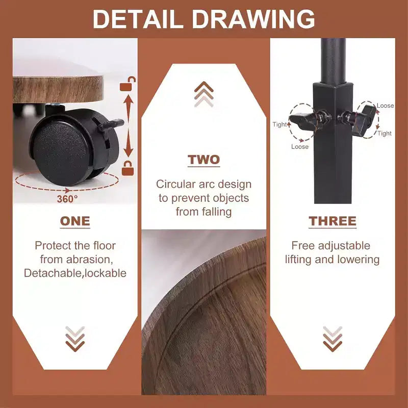 Tavolino da Divano Girevole a 360° per Bracciolo - Tavolino a C con Slot per Telefono e Tablet, Tavolino per TV, Vassoio Laterale per Salotto e Camera da Letto