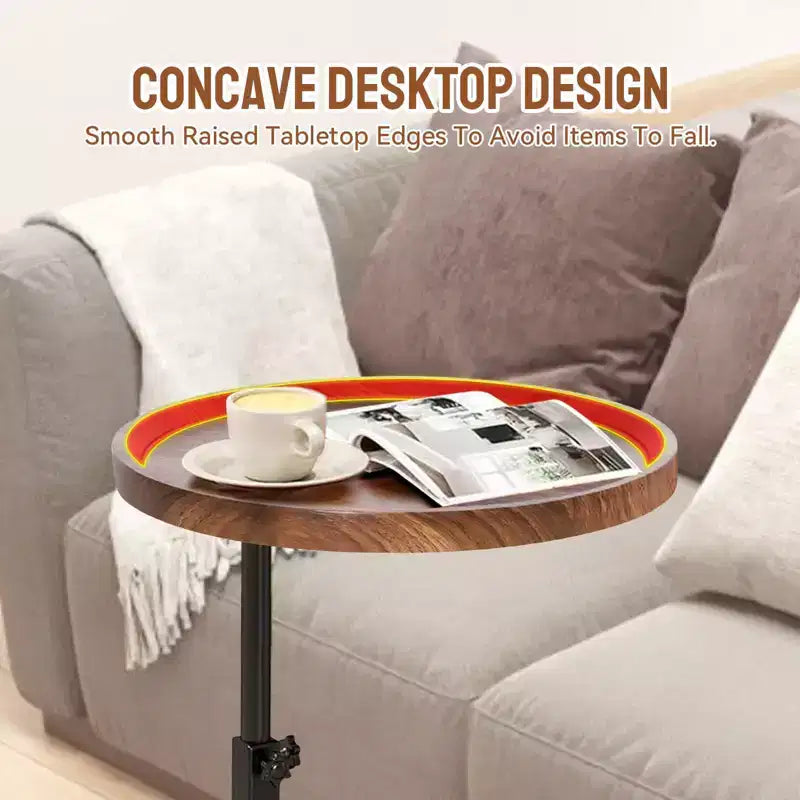 Tavolino da Divano Girevole a 360° per Bracciolo - Tavolino a C con Slot per Telefono e Tablet, Tavolino per TV, Vassoio Laterale per Salotto e Camera da Letto