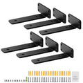 VEVOR Shelf Bracket, 6L x 4W x 1.6H 6 Pcs, Heavy Duty Floating Shelf Brackets, Brackets for Shelves, 5mm Thick Matte Black L Shelf Bracket,Black