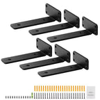VEVOR Shelf Bracket, 6L x 4W x 1.6H 6 Pcs, Heavy Duty Floating Shelf Brackets, Brackets for Shelves, 5mm Thick Matte Black L Shelf Bracket,Black