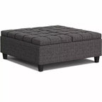 Elliot - Poggiapiedi contenitore quadrato ampio e transizionale, larghezza 101 cm