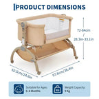 Culla 3 in 1, Lettino da Co-Sleeping Regolabile con Ruote e Zanzariera, Culla Portatile, Tessuti Traspiranti per Neonati e Bambini