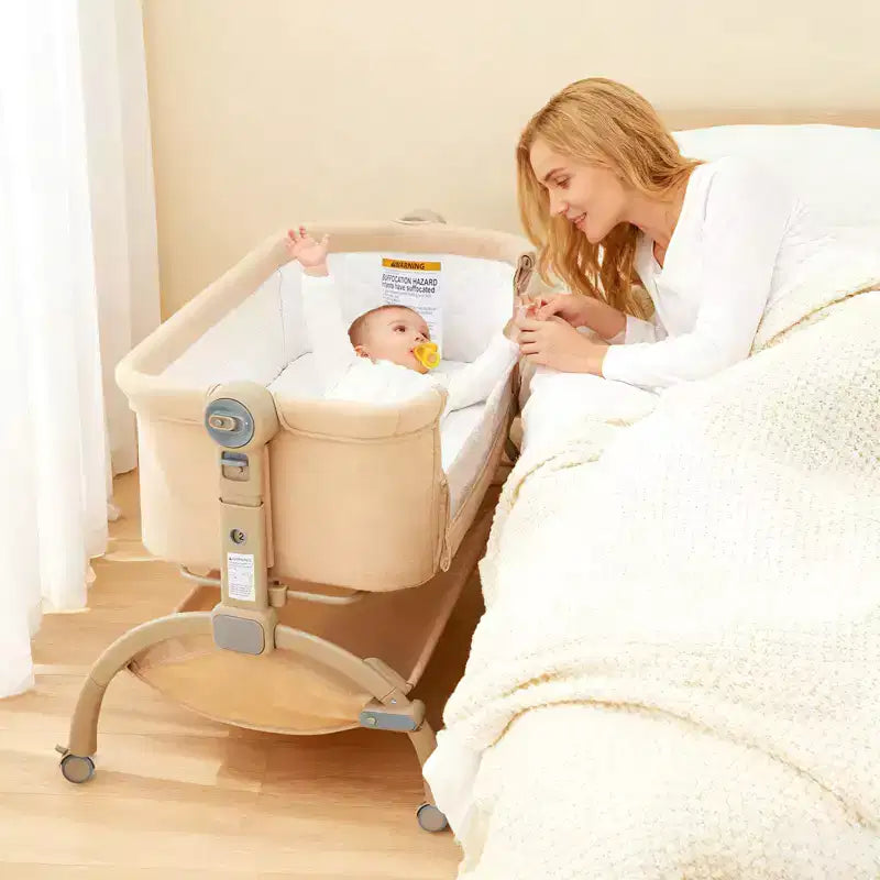 Culla 3 in 1, Lettino da Co-Sleeping Regolabile con Ruote e Zanzariera, Culla Portatile, Tessuti Traspiranti per Neonati e Bambini