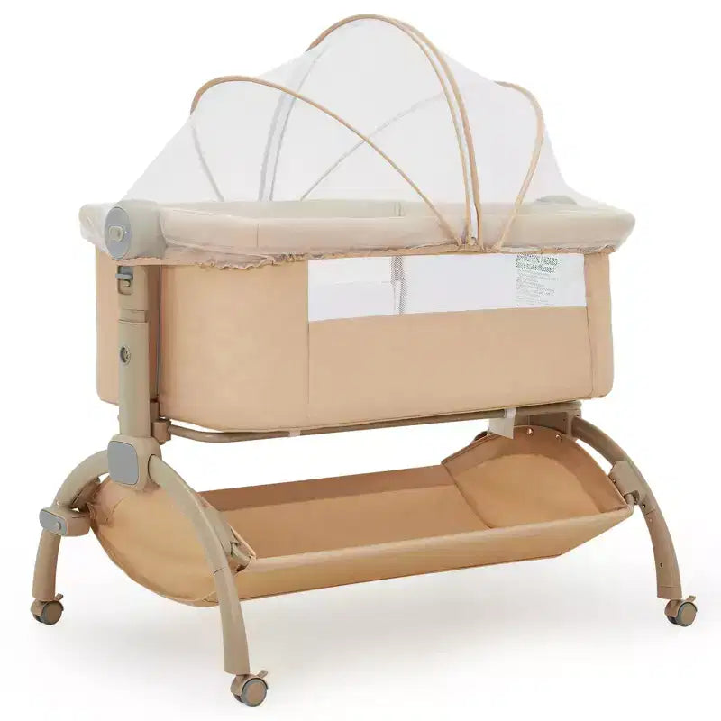 Culla 3 in 1, Lettino da Co-Sleeping Regolabile con Ruote e Zanzariera, Culla Portatile, Tessuti Traspiranti per Neonati e Bambini