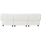 MAYEERTY Divano curvo contemporaneo a 3 posti beige da 250 cm, seduta imbottita, design aerodinamico, struttura resistente per spazi abitativi eleganti