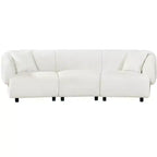 MAYEERTY Divano curvo contemporaneo a 3 posti beige da 250 cm, seduta imbottita, design aerodinamico, struttura resistente per spazi abitativi eleganti