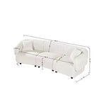MAYEERTY Divano curvo contemporaneo a 3 posti beige da 250 cm, seduta imbottita, design aerodinamico, struttura resistente per spazi abitativi eleganti