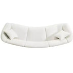 MAYEERTY Divano curvo contemporaneo a 3 posti beige da 250 cm, seduta imbottita, design aerodinamico, struttura resistente per spazi abitativi eleganti