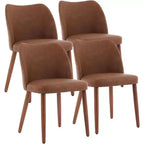 Set di 4 sedie da pranzo, sedie da pranzo moderne con gambe in legno, sedie da cucina imbottite senza braccioli con piedini regolabili/schienale a farfalla, marroni