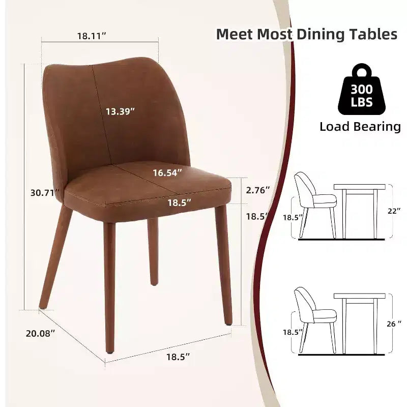Set di 4 sedie da pranzo, sedie da pranzo moderne con gambe in legno, sedie da cucina imbottite senza braccioli con piedini regolabili/schienale a farfalla, marroni