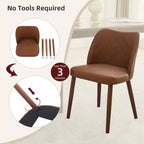 Set di 4 sedie da pranzo, sedie da pranzo moderne con gambe in legno, sedie da cucina imbottite senza braccioli con piedini regolabili/schienale a farfalla, marroni