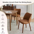 Set di 4 sedie da pranzo, sedie da pranzo moderne con gambe in legno, sedie da cucina imbottite senza braccioli con piedini regolabili/schienale a farfalla, marroni