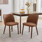 Set di 4 sedie da pranzo, sedie da pranzo moderne con gambe in legno, sedie da cucina imbottite senza braccioli con piedini regolabili/schienale a farfalla, marroni