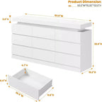 Comò a 9 cassetti Acekool con porte e prese, cassettiera larga 160 cm e mobile TV, mobiletto contenitore per camera da letto