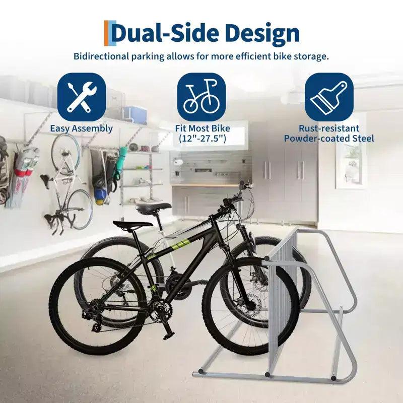 Rastrelliera Bici Doppia Faccia a 12 Posti, Lunghezza 180 cm, Portabiciclette Autoportante da Terra, Design a Griglia