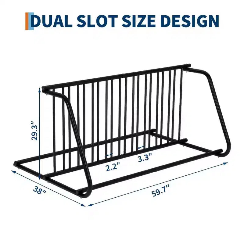Rastrelliera Bici Doppia Faccia a 12 Posti, Lunghezza 180 cm, Portabiciclette Autoportante da Terra, Design a Griglia