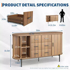 47 Cassettiera Credenza a Buffet Moderna di Metà Secolo in Finto Marmo, Consolle Contenitore Scanalata con 3 Cassetti e Gambe in Metallo per Sala da Pranzo Soggiorno Ingresso