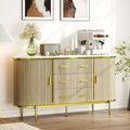 47 Cassettiera Credenza a Buffet Moderna di Metà Secolo in Finto Marmo, Consolle Contenitore Scanalata con 3 Cassetti e Gambe in Metallo per Sala da Pranzo Soggiorno Ingresso