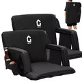 COZONY Set of 2 Portable Reclining Stadium Seats with Padded Backrest & Adjustable Armrests, Foldable Bleacher Seats for Sports Games