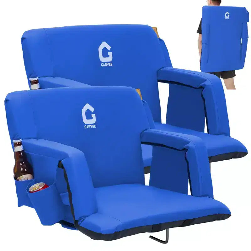 COZONY Set di 2 Sedili Reclinabili Portatili da Stadio con Schienale Imbottito e Braccioli Regolabili, Sedie Pieghevoli da Tribuna per Partite Sportive
