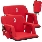 COZONY Set di 2 Sedili Reclinabili Portatili da Stadio con Schienale Imbottito e Braccioli Regolabili, Sedie Pieghevoli da Tribuna per Partite Sportive