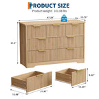 Cassettiera scanalata a 7 cassetti per camera da letto - Cassettiera in legno larga 120 cm con maniglie in metallo, organizer moderno e mobile TV con console multimediale