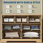 Cassettiera scanalata a 7 cassetti per camera da letto - Cassettiera in legno larga 120 cm con maniglie in metallo, organizer moderno e mobile TV con console multimediale