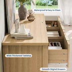 Cassettiera scanalata a 7 cassetti per camera da letto - Cassettiera in legno larga 120 cm con maniglie in metallo, organizer moderno e mobile TV con console multimediale