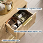 Cassettiera scanalata a 7 cassetti per camera da letto - Cassettiera in legno larga 120 cm con maniglie in metallo, organizer moderno e mobile TV con console multimediale