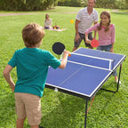 Tavolo da Ping Pong Portatile Blu 137cm C Set da Tennis da Tavolo per Interni/Esterni con Rete, 2 Racchette e 3 Palline per Gioco Professionale/Familiare