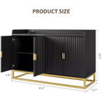 Credenza a scanalature da 47,2 pollici con mobiletto contenitore, credenza da cucina moderna con ripiani regolabili, mobiletto buffet console multimediale con ante