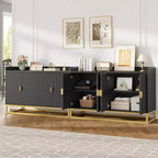 Credenza a scanalature da 47,2 pollici con mobiletto contenitore, credenza da cucina moderna con ripiani regolabili, mobiletto buffet console multimediale con ante