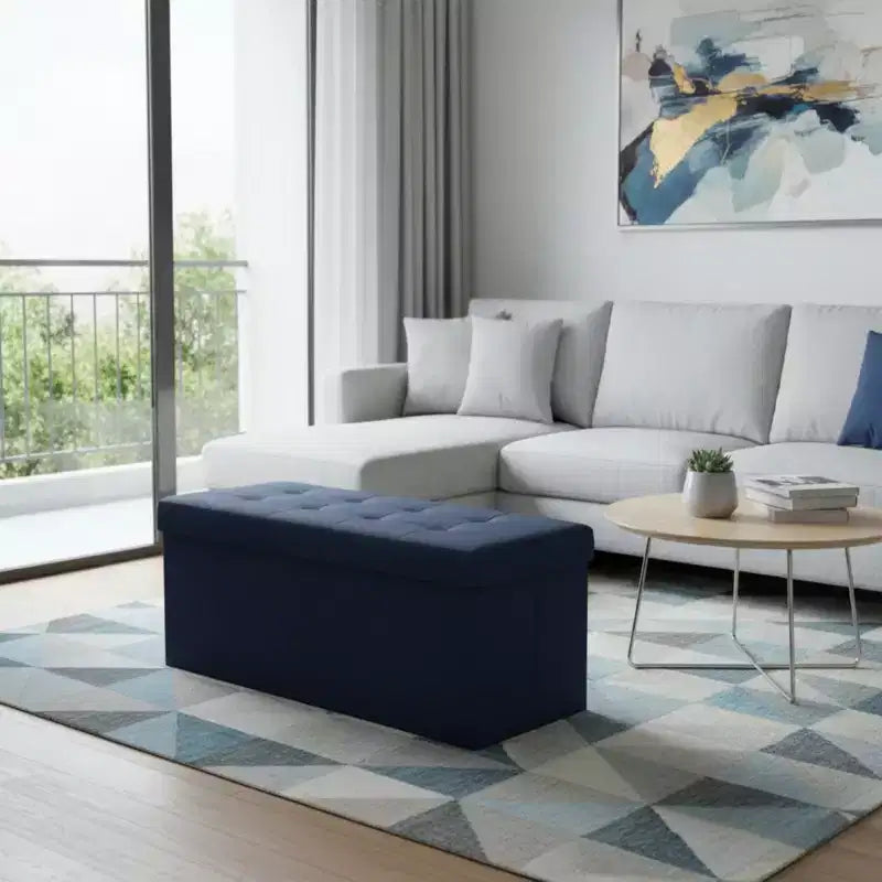 NAYSAYE 43 Pouf Contenitore Panca, Poggiapiedi Pieghevole Seduta Imbottita, Panca Lunga Porta Scarpe, Carico 300 kg per Soggiorno Ingresso Camera da Letto, 109*38*38 cm
